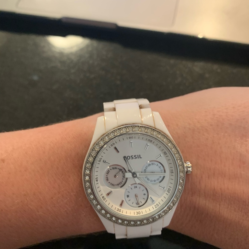 Women’s fossil white resin watch